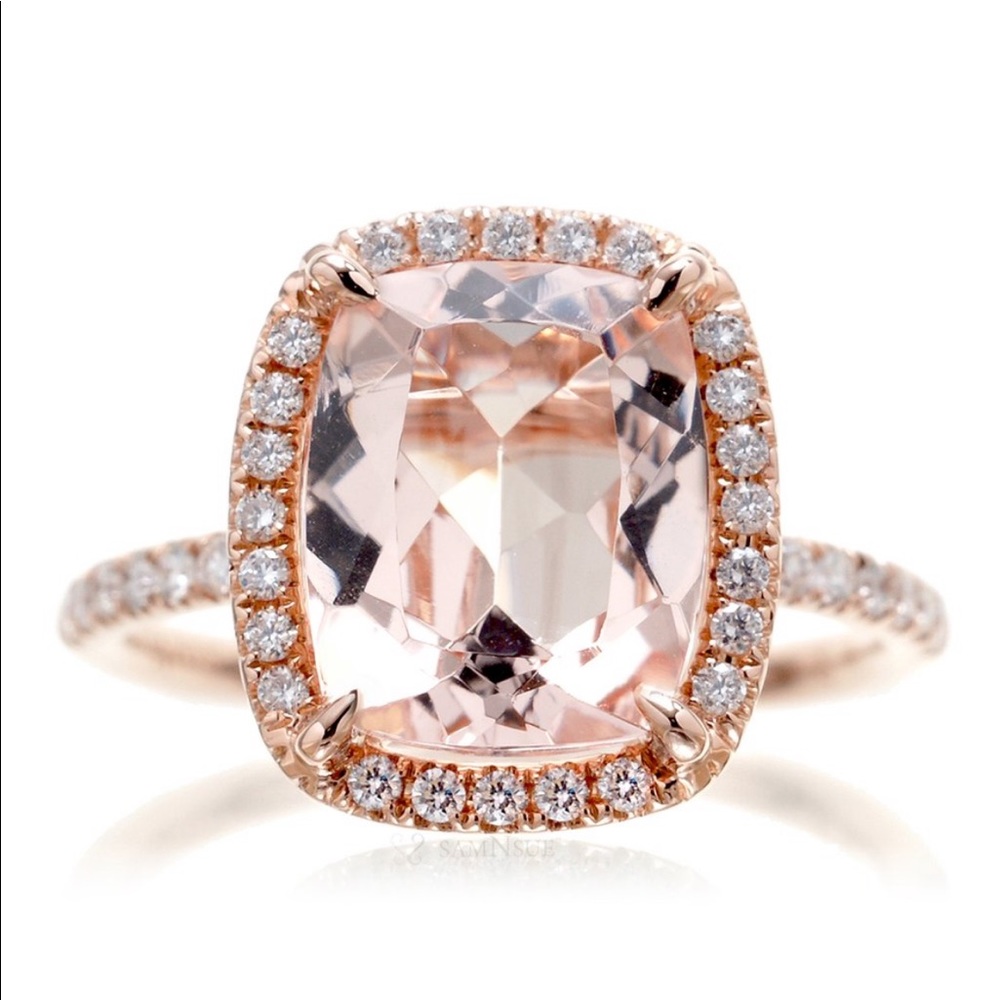 SamNSue morganite & diamond rose gold ring